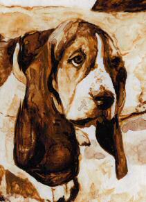 Closeup of Basset Hound head from "No Great Plans"