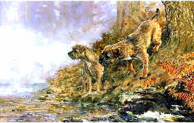 Border Terriers "The Sound of Mist" Original Pastel by Roger Inman