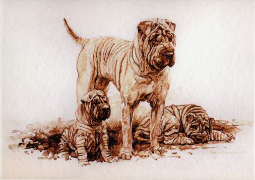 "On Guard; Shar Pei Limited Edition Print by Roger Inman