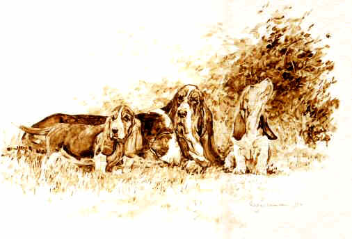"Days for Dreaming" Basset Hound Fine Art Limited Edition Print by Roger Inman