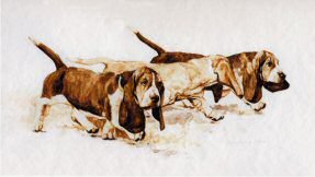 "No Great Plans" Basset Hound Fine Art Limited Edition Print by Roger Inman