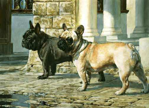 "The Village Watch" French Bulldogs Limited Edition Print by Roger Inman