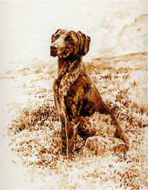 "Awaiting the Game" German Shorthaired Pointer Limited Edition Print by British artist Roger Inman